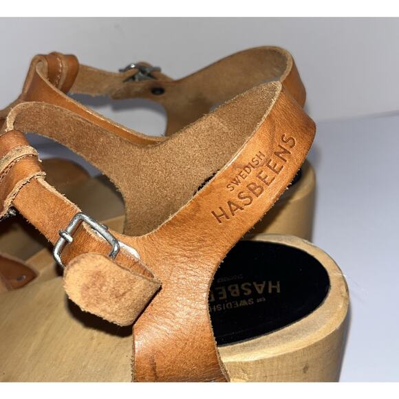 Swedish Hasbeens Brown Tracta Platform Sandals EU 40 US 9-9.5 - Picture 3 of 10